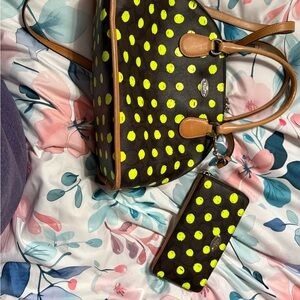 Black and Yellow Polka Dot Shoulder Bag